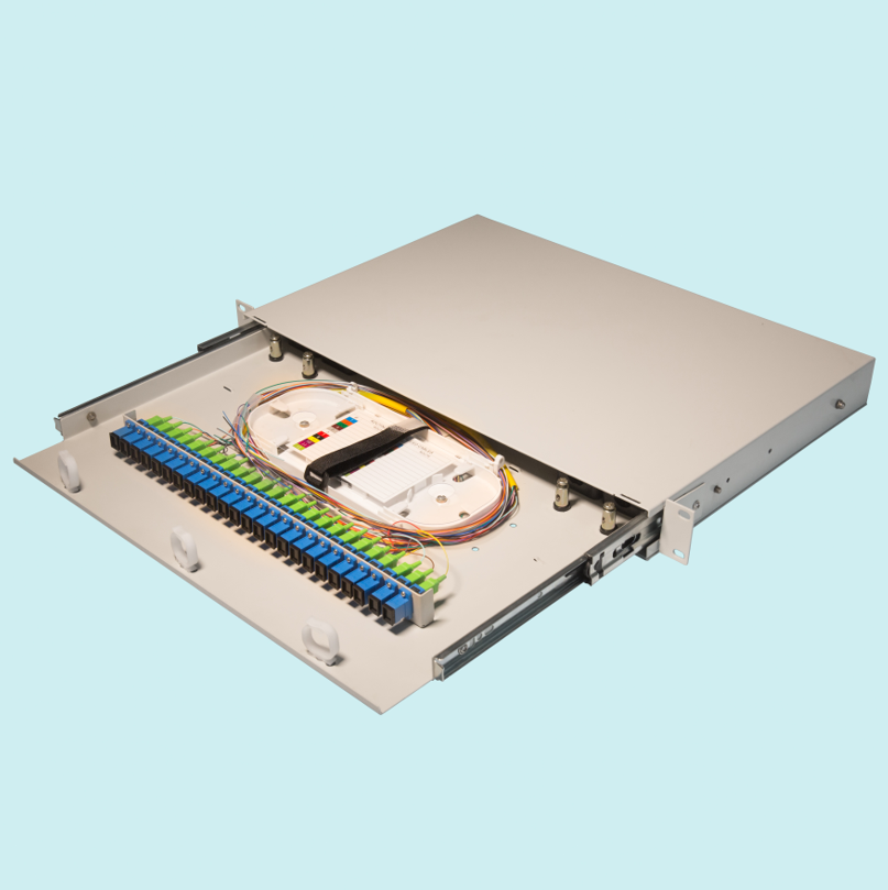 thumbnail image 2 of 24 Port 19\" 1U Rack Mount Fibre Optic Patch Panel ST Multimode Adapters 2 of 9